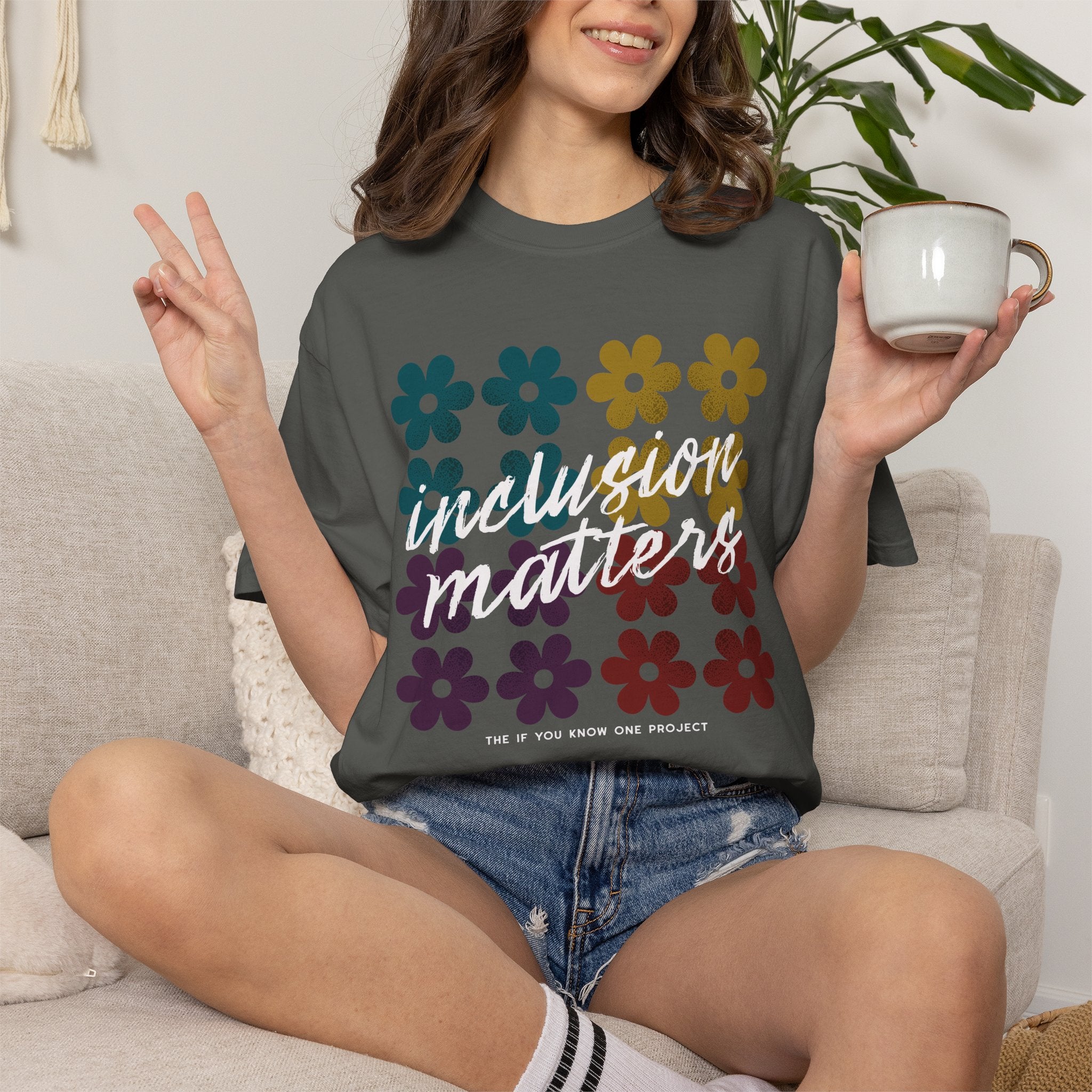 Inclusion Matters Retro Floral Unisex Garment-Dyed T-shirt
