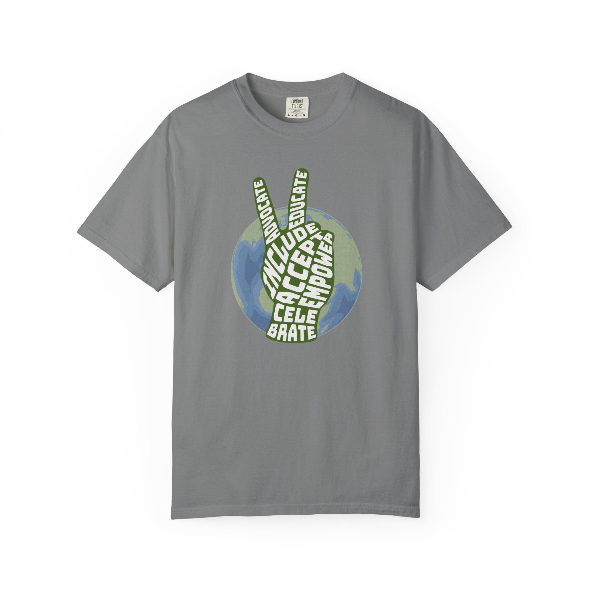 Neuro-affirming Earth Peace Sign Unisex Garment-Dyed T-shirt