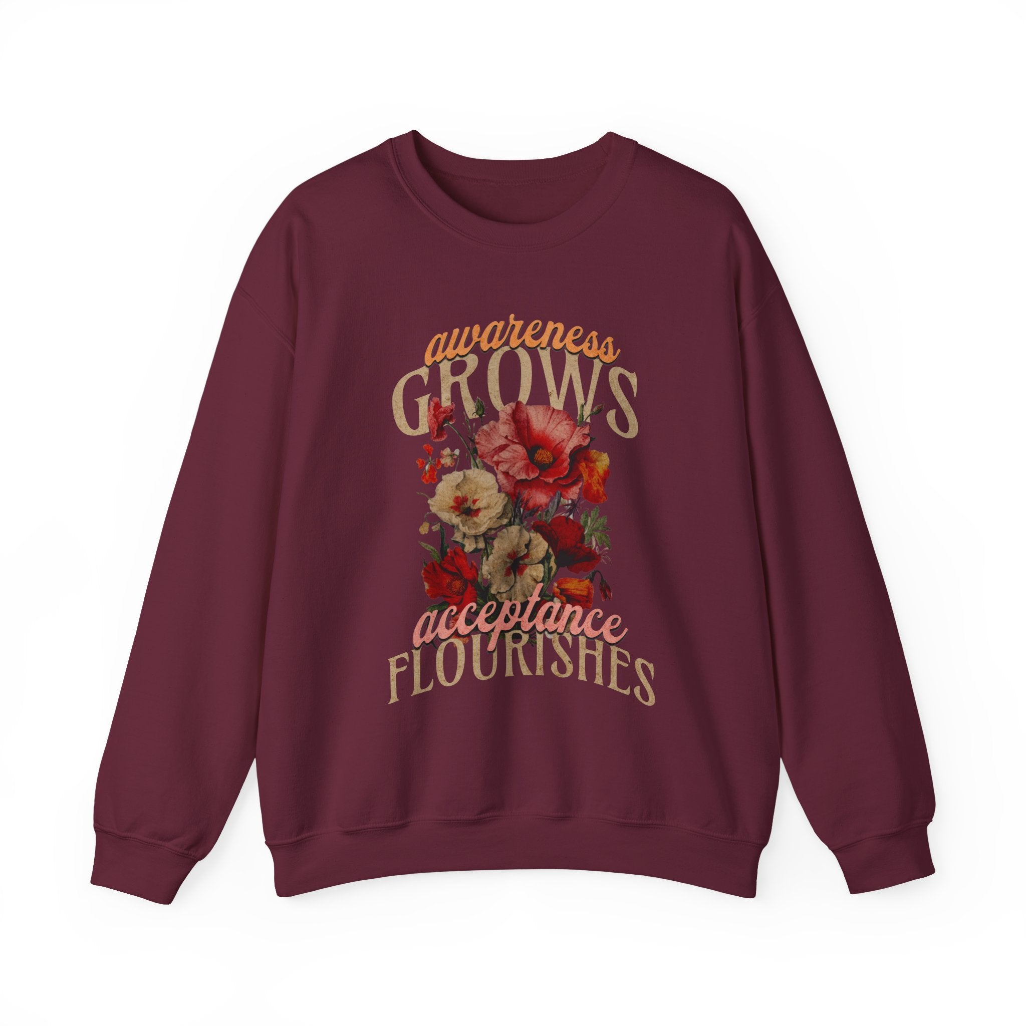 Awareness Grows Acceptance Flourishes Unisex Crewneck Sweatshirt