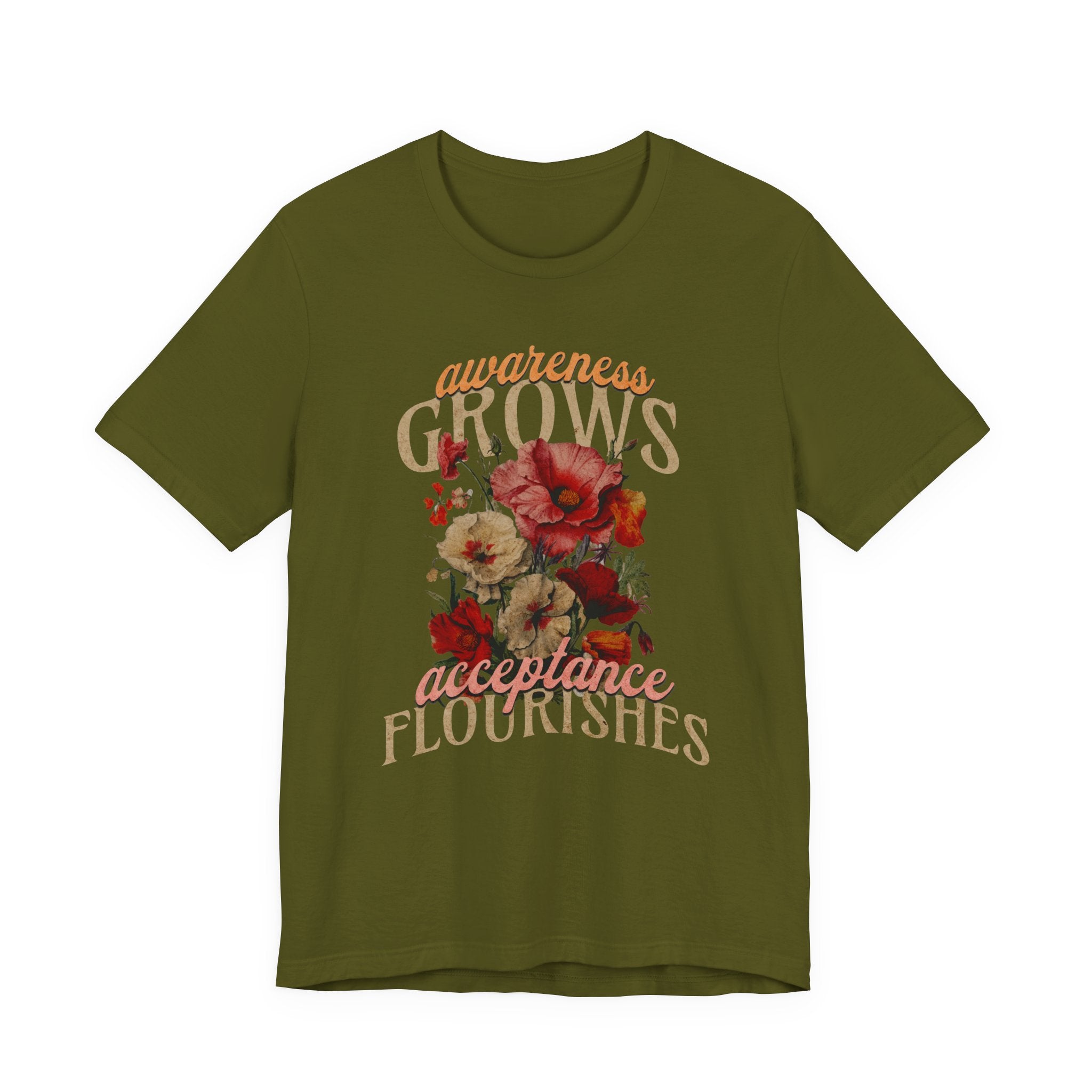 Awareness Grows Acceptance Flourishes Unisex Jersey Short Sleeve Tee