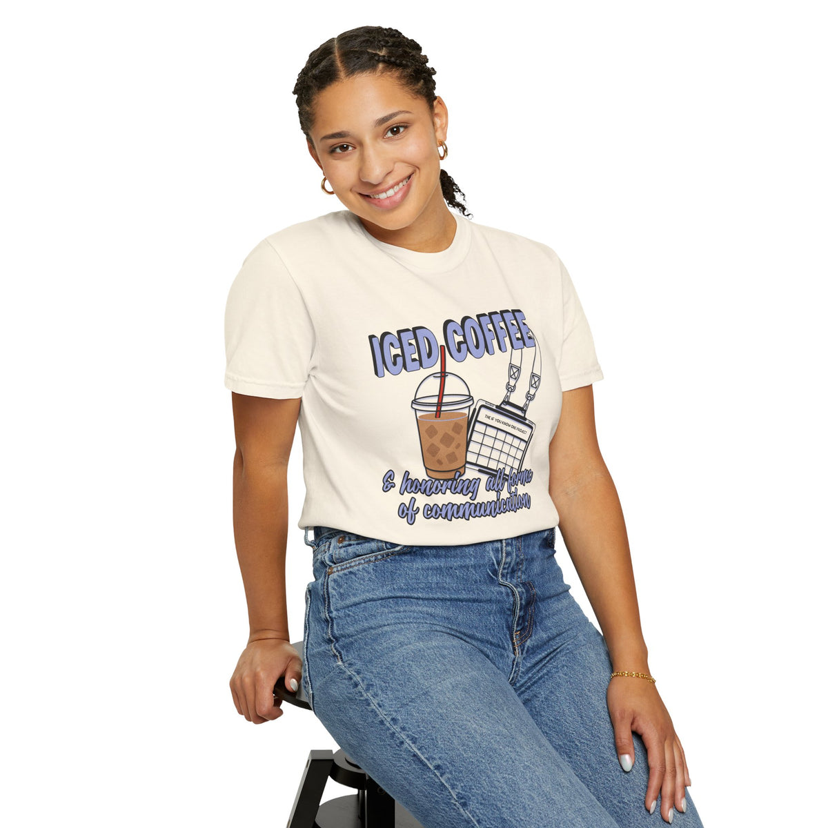 Iced Coffee and Communication Unisex Garment-Dyed T-shirt