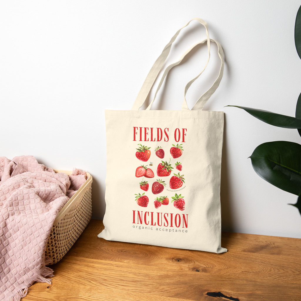 Fields of Inclusion Strawberry Cotton Canvas Tote Bag