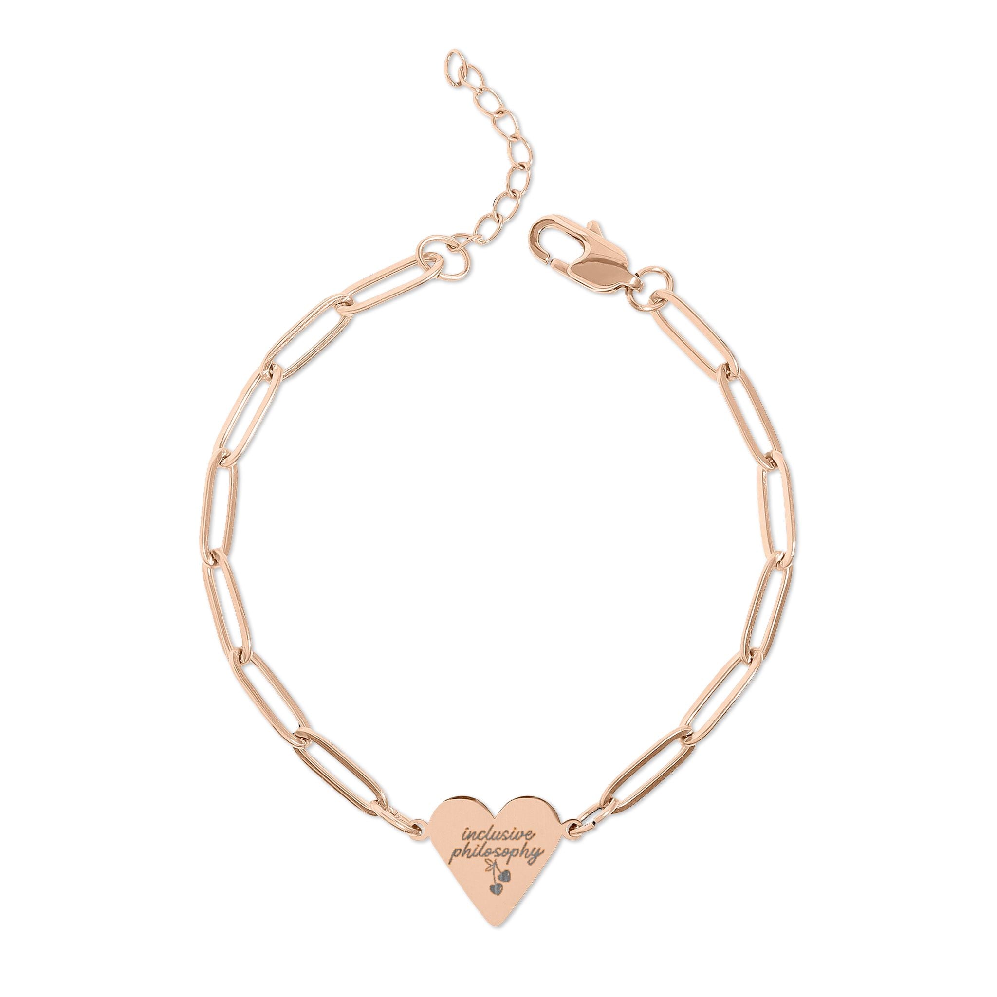 Inclusive Philosophy Paperclip Heart Bracelet (Engraving)