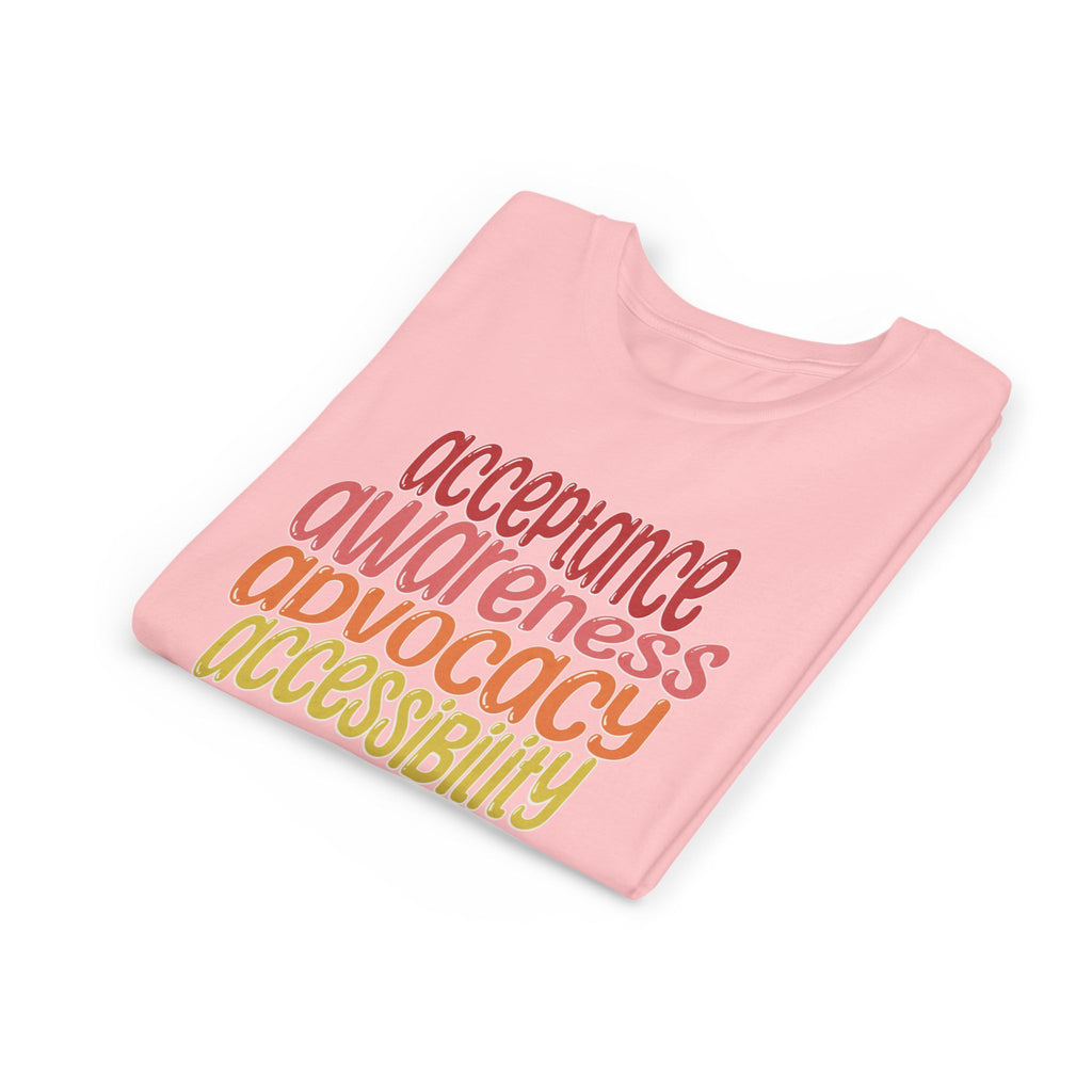 Acceptance, Awareness, Advocacy, Accessibility Youth Short Sleeve Tee