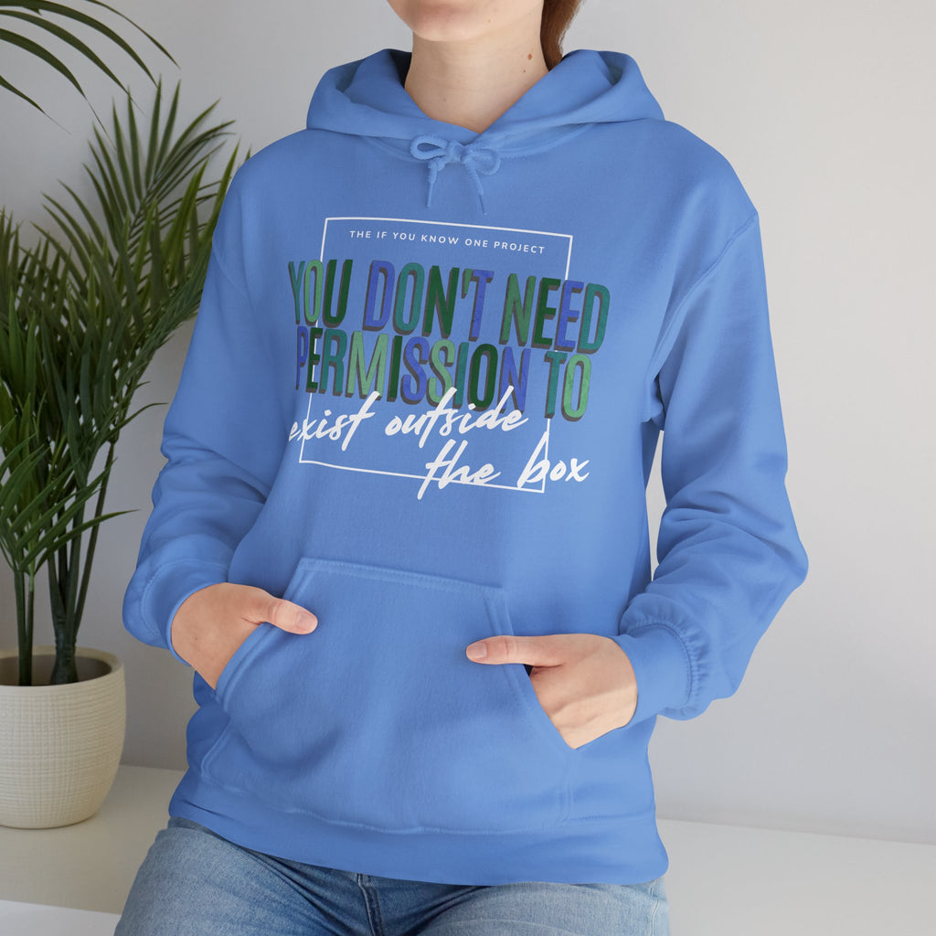 You Don't Need Permission To Exist Outside The Box Unisex Heavy Blend™ Hooded Sweatshirt