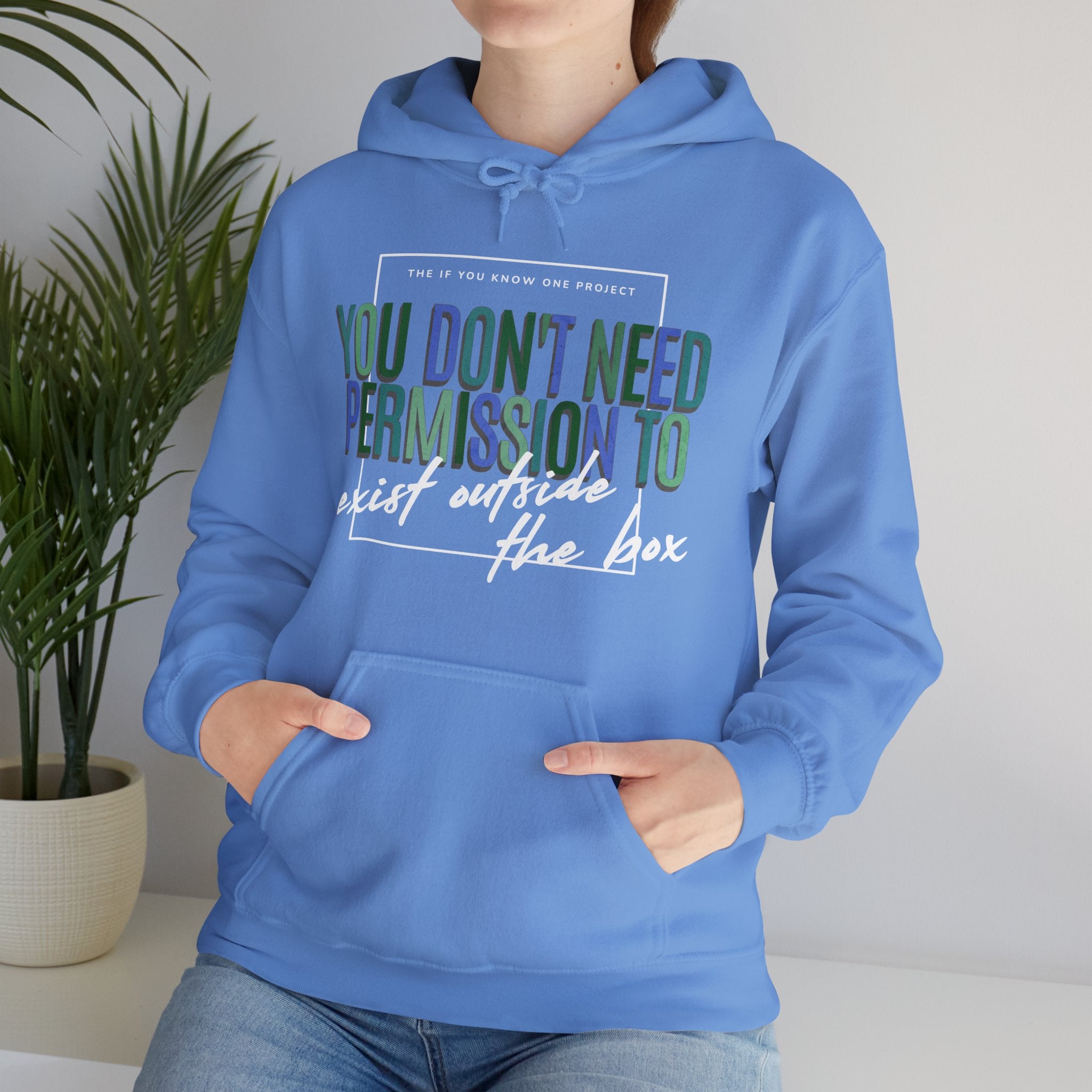 You Don't Need Permission To Exist Outside The Box Unisex Heavy Blend™ Hooded Sweatshirt