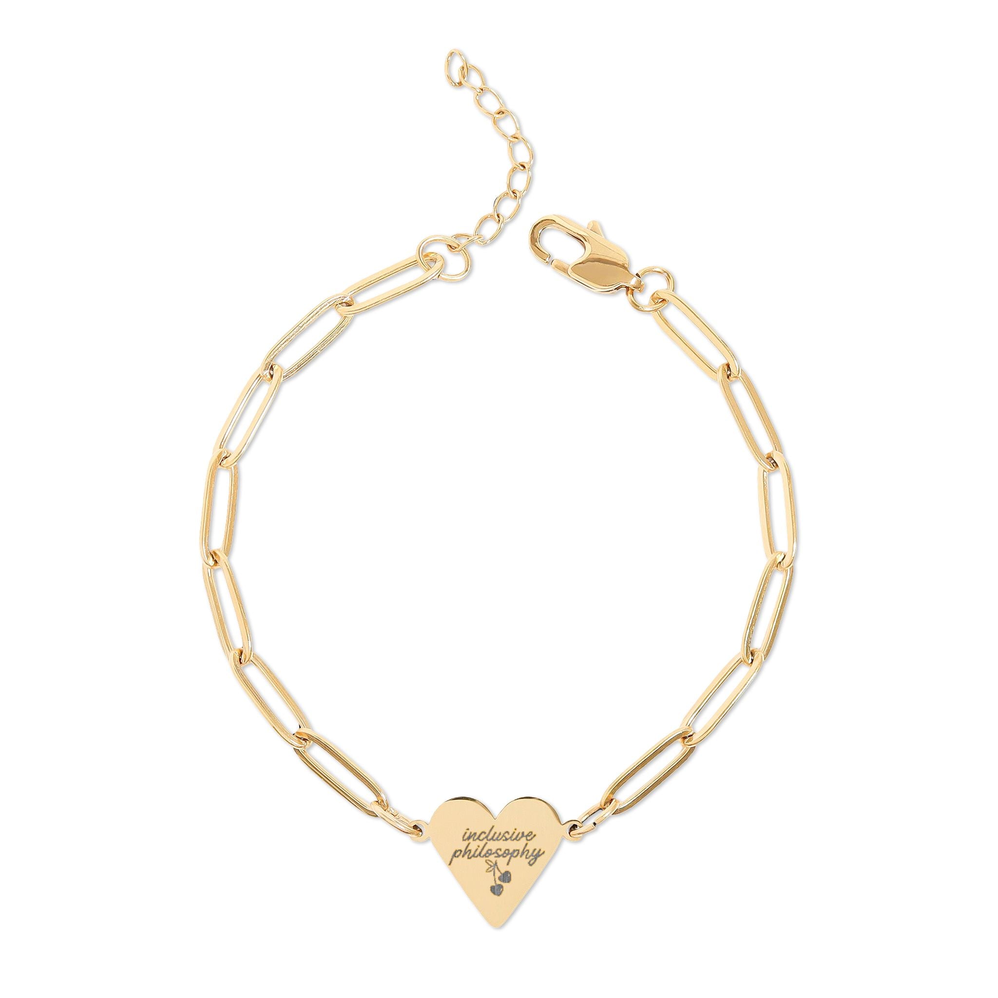 Inclusive Philosophy Paperclip Heart Bracelet (Engraving)