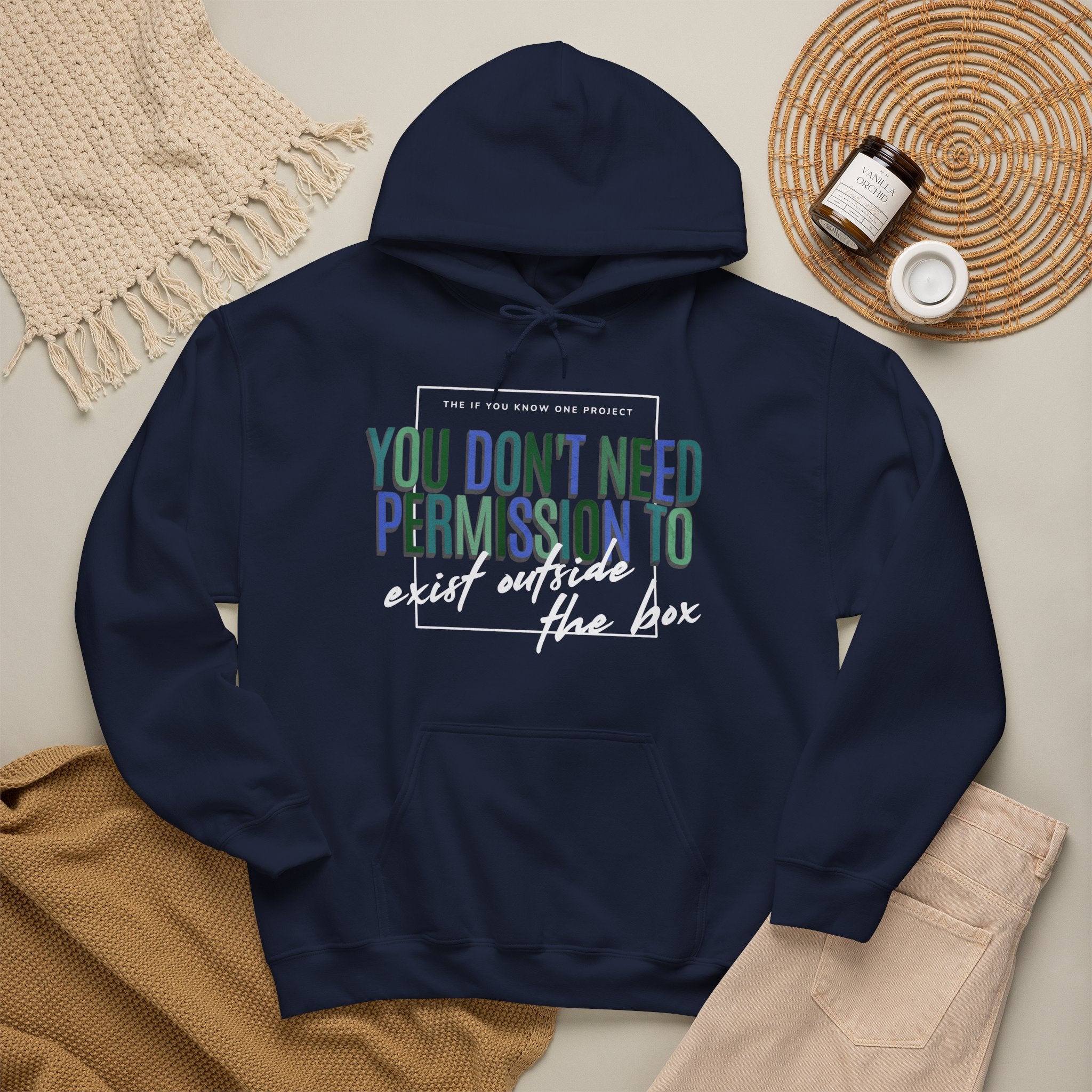 You Don't Need Permission To Exist Outside The Box Unisex Heavy Blend™ Hooded Sweatshirt