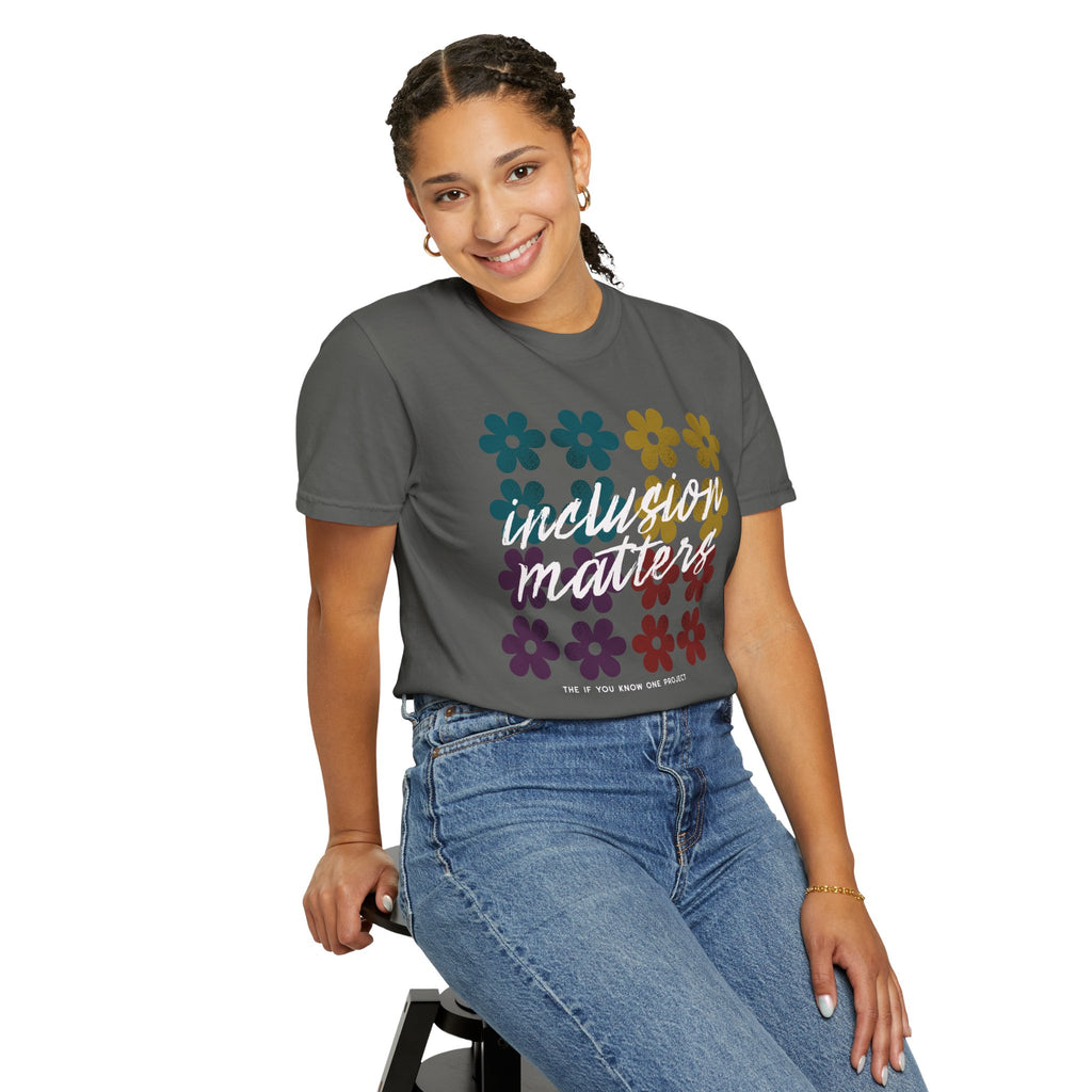 Inclusion Matters Retro Floral Unisex Garment-Dyed T-shirt