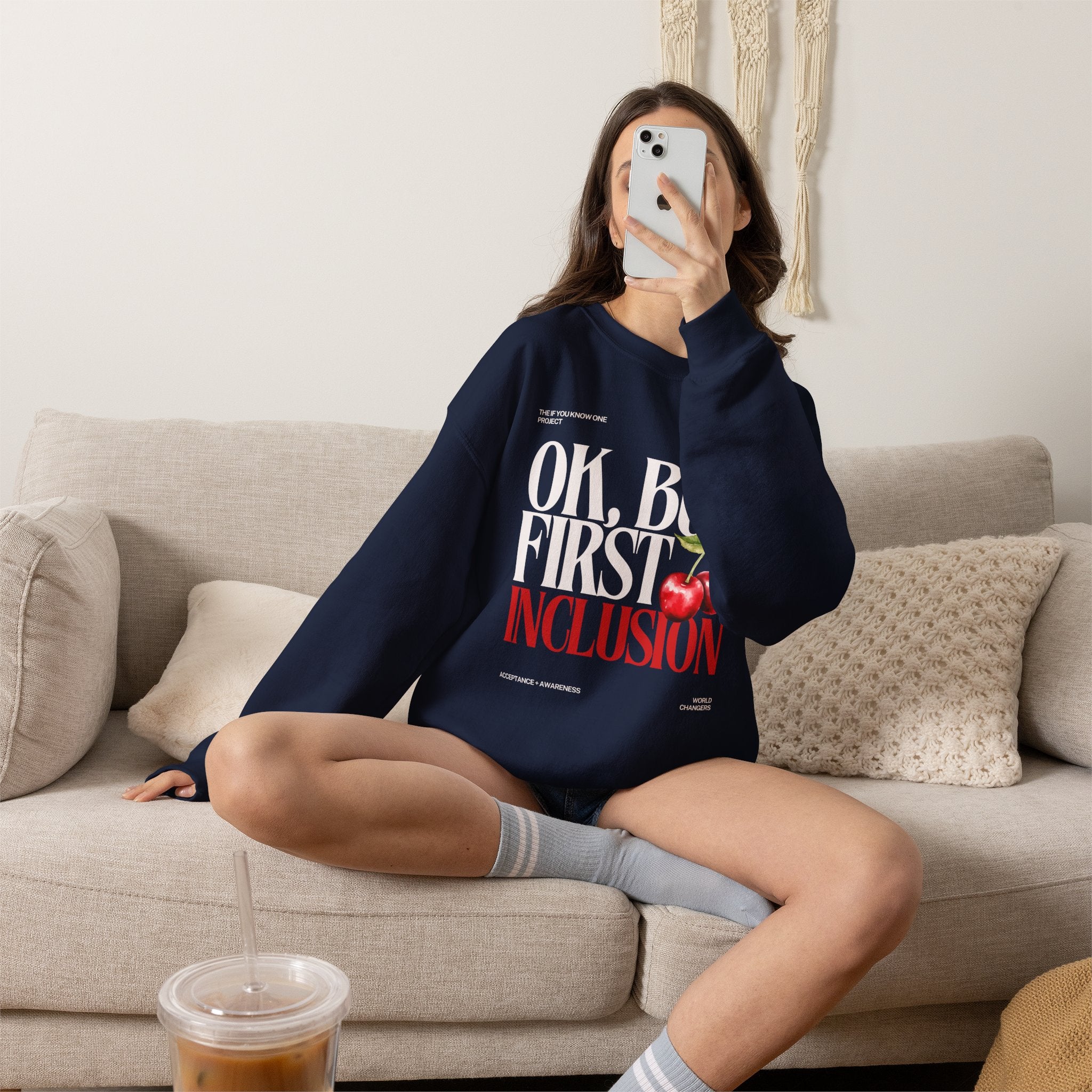 OK But First Inclusion Unisex Crewneck Sweatshirt