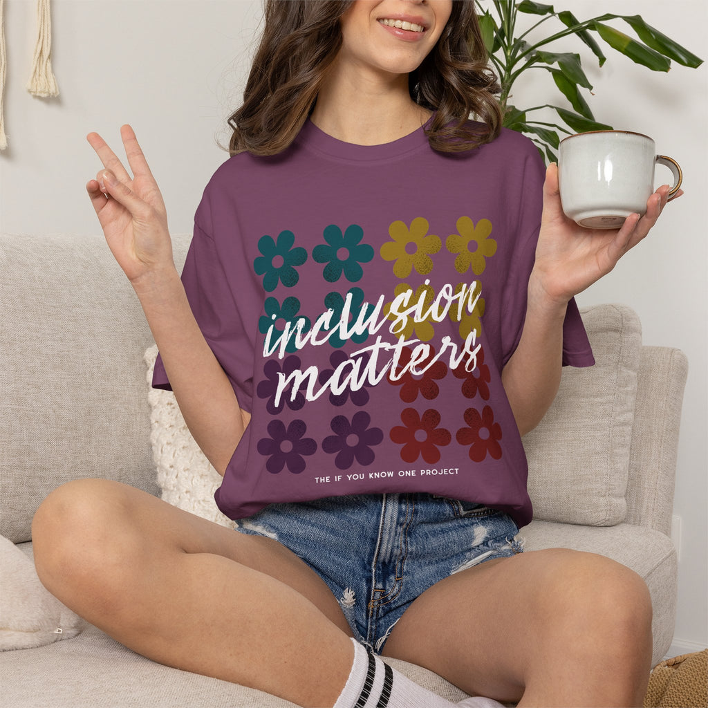 Inclusion Matters Retro Floral Unisex Garment-Dyed T-shirt
